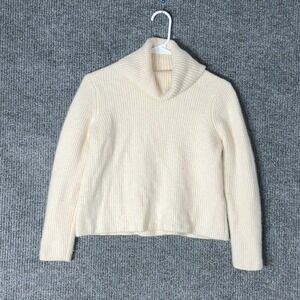 Banana Republic Sweater Womens M Cream 100% Cashmere Ribbed Cowl Neck